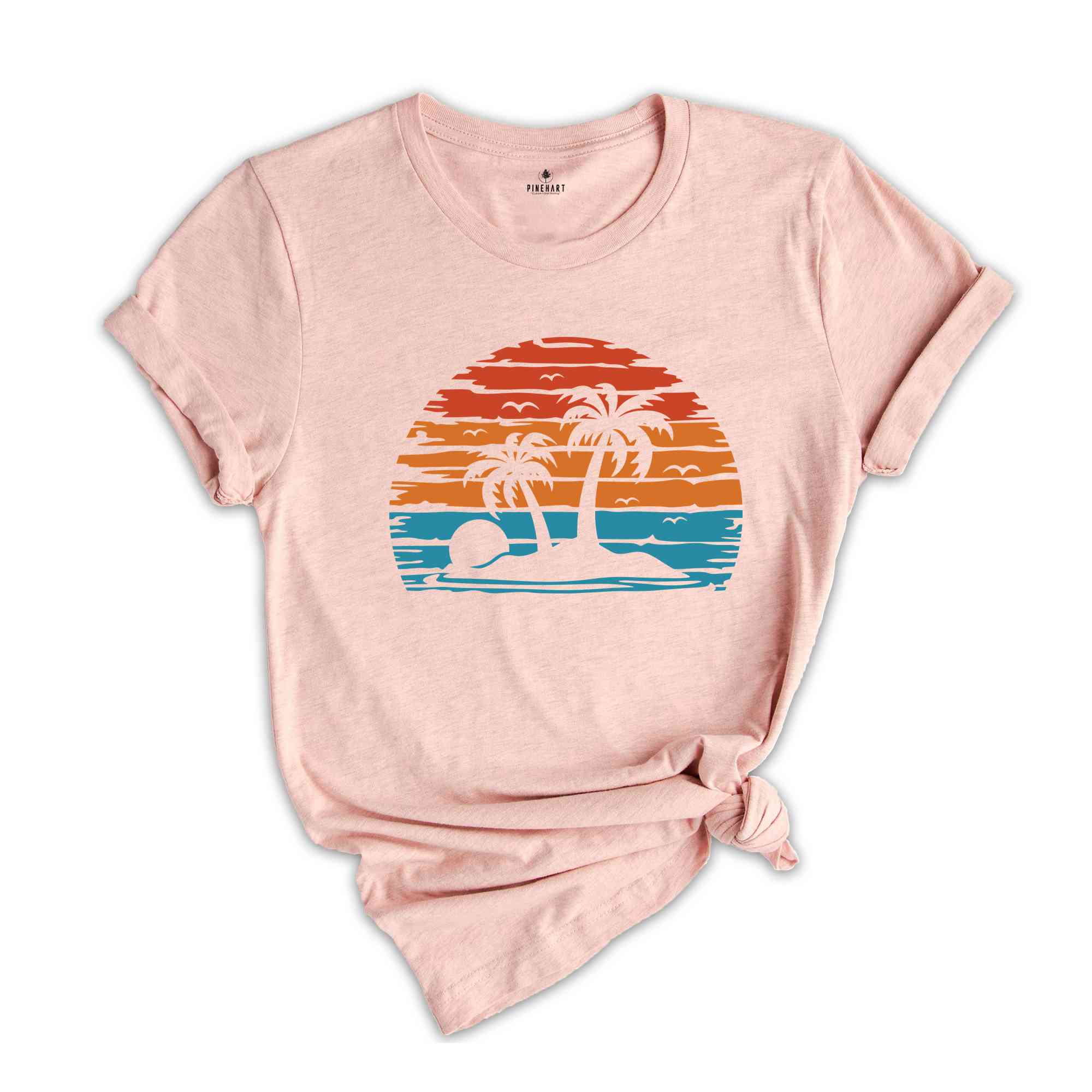 Retro Sunset Summer T-Shirt, Vintage Palm Tree Shirt, Vibrant Summer Shirt, Nature Shirt, Palm Beach Shirt