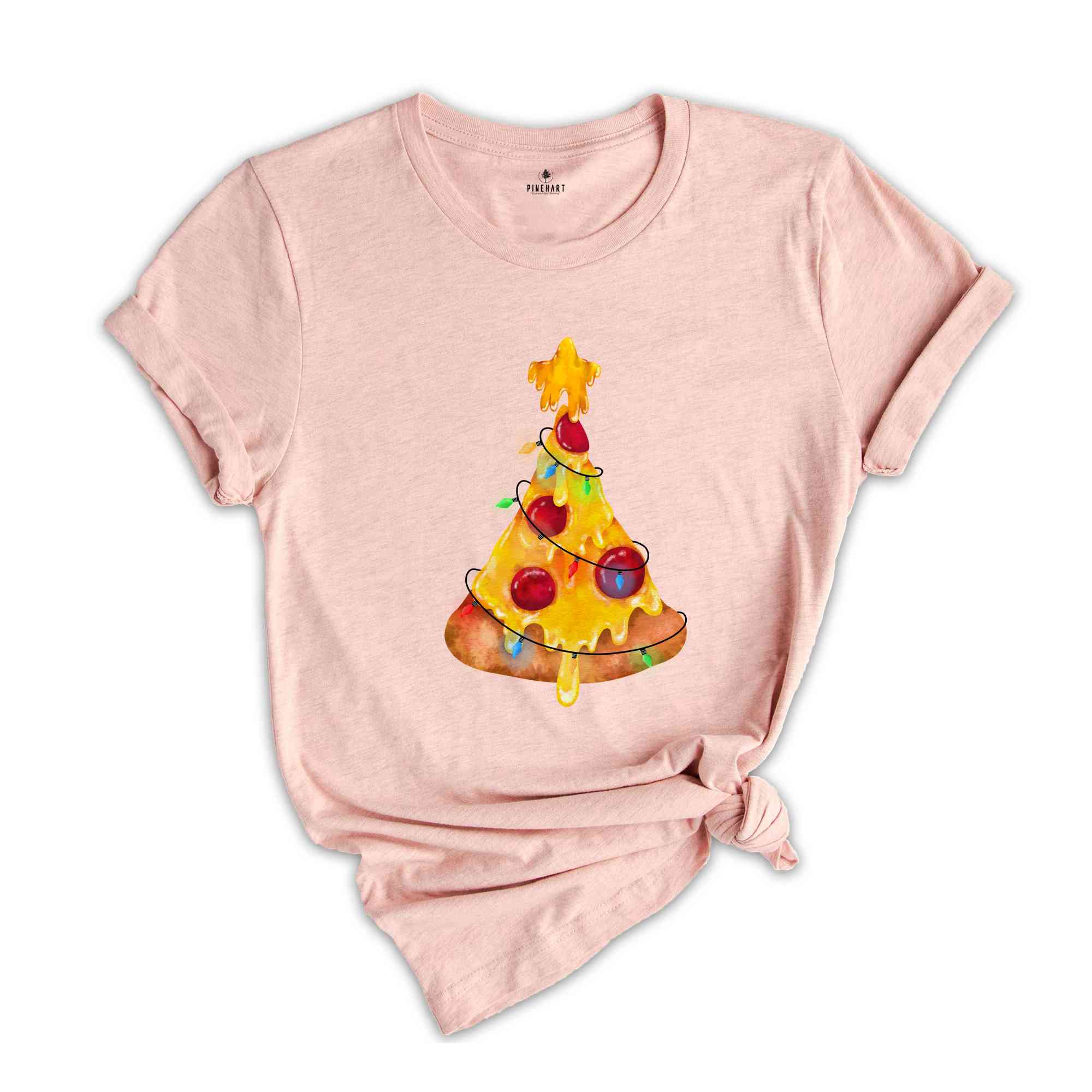 Cheesy Pizza Christmas Tree T-Shirt, Holiday Pizza Tree Shirt, Christmas Vibes Tee, Holiday Pizza Slice Shirt, Pizza Lover Gift