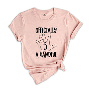 Officially A Handful T-shirt, 5th Birthday Matching Shirts, Fifth Birthday Gift, Fifth Birthday Party Tee, Cute Birthday Gift