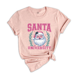 Santa University Shirt, Pink Christmas Shirt, Santa Face Shirt, Cute Christmas Shirt, Women's Christmas Shirt, Christmas Gift, Xmas Tee