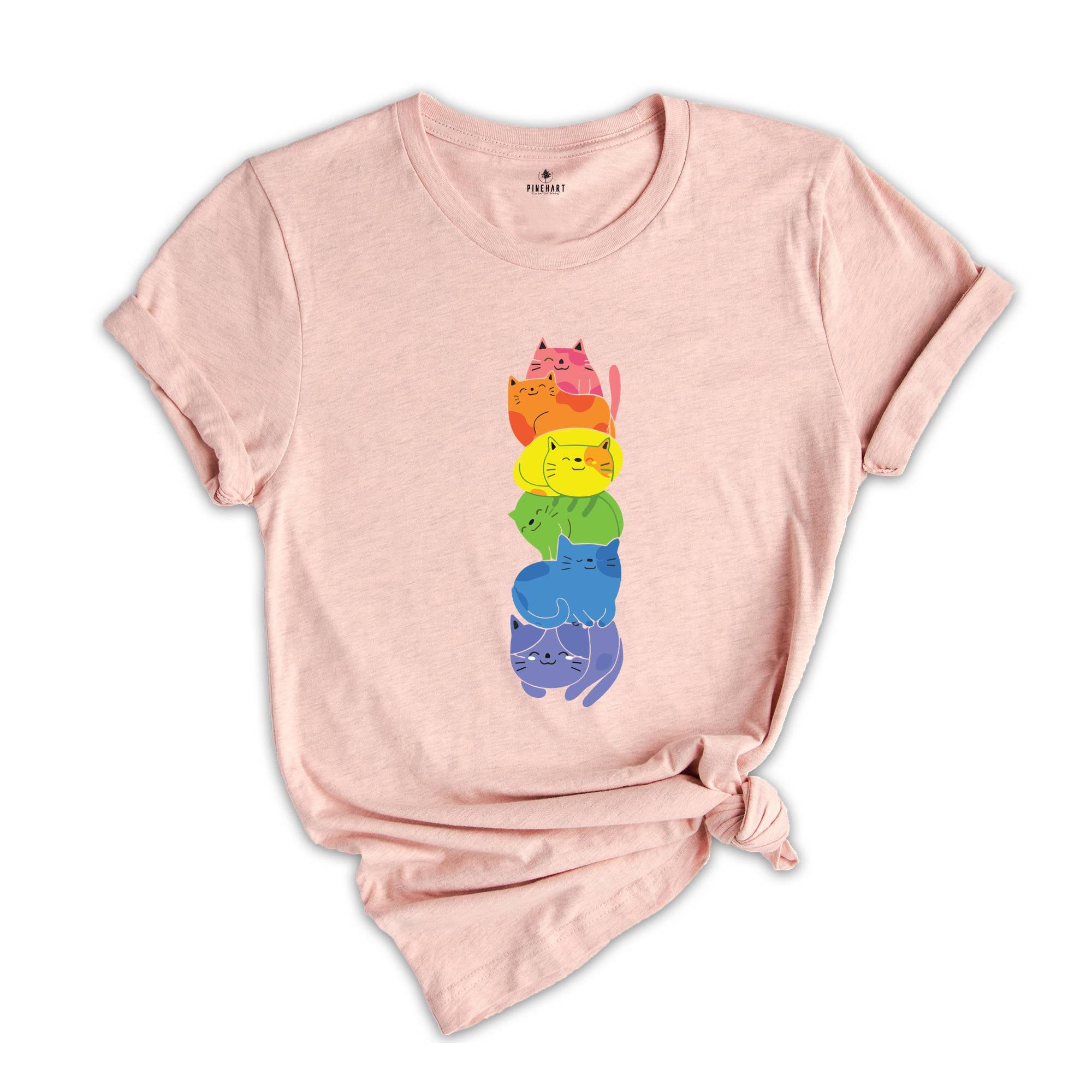 Purride Cat Shirt, LGBT Flag Shirt, Gay Pride Shirt, LGBTQ Shirt, Embroidery Rainbow Cat Shirt, Gay Shirt, Queer Cat Shirt