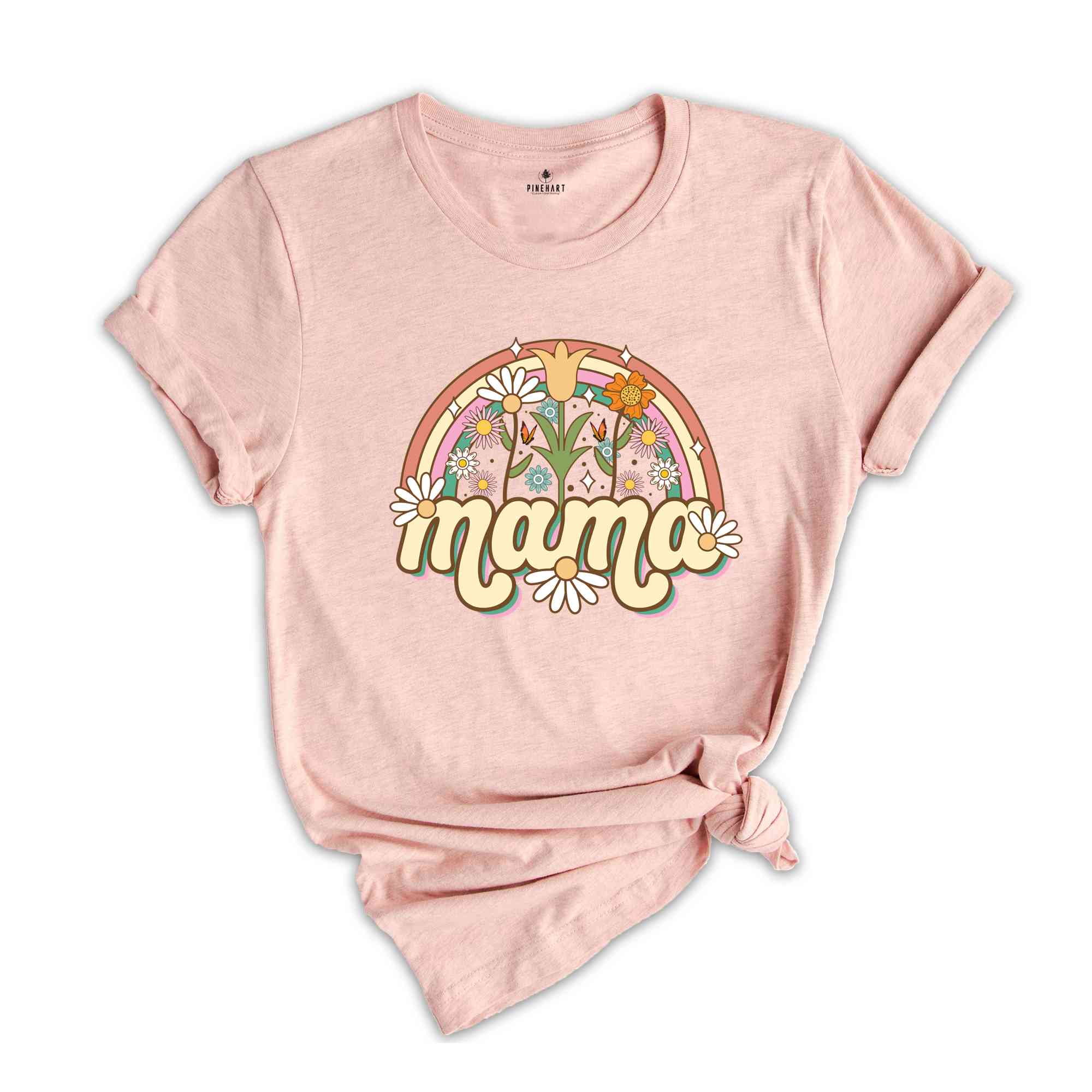 Floral Mother's Day Shirt, Retro Boho Mama Shirt, Mother's Day Shirt, Gift For Mother, Rainbow Shirt, Cute Mother's Day Shirt, Mama Shirt