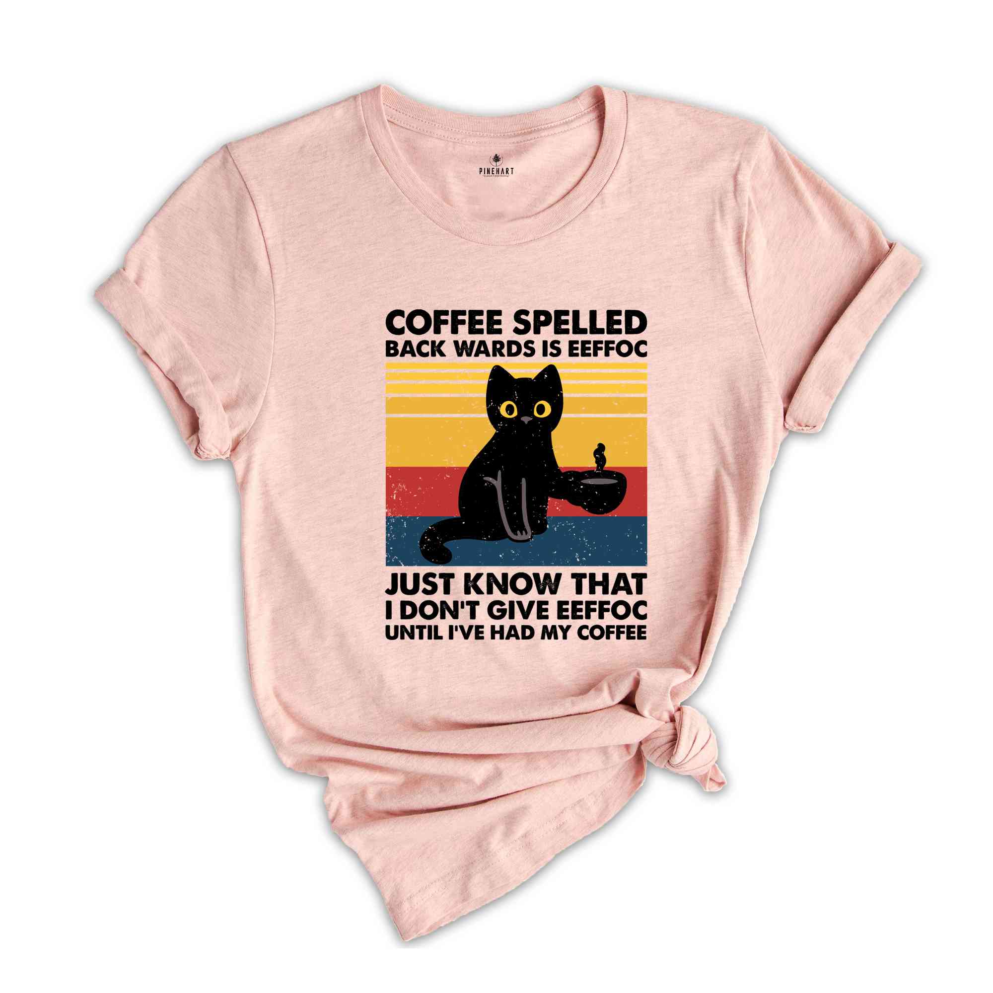 Coffee Spelled Back Wards Eeffoc, Black Cat Shirt, Cat Lover Shirt, Funny Cat Gift, Cat Mom Shirt, Coffee Shirt, Coffee Lover Gift