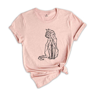 Geometric Cat Shirt, Standing Cat Shirt, Cute Colorful Cat Drawing Tee, Sitting Cat Shirt, Cat Owner Tee