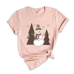 Leopard Christmas Snowman Shirt, Winter Cozy Shirt, Leopard Snowman Shirt, Christmas Shirt, Holiday Shirt, Christmas Mom Shirt