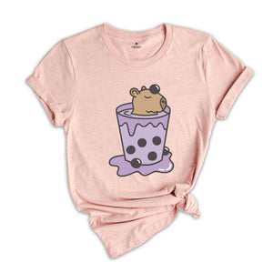 Cute Capybara T-Shirt, Capybobara Shirt, Capybara Lover T-Shirt, Capybara In A Cup Tee, Boba Tea Lover Shirt