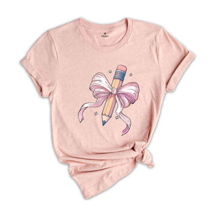 Coquette Teacher T-shirt, Coquette Pencil Bow T-shirt, Back To School Tee, Teacher Appreciation Gift, Gifts For Teachers