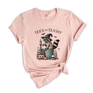 Trick or Trashy Raccoon Halloween Shirt, Cute Raccoon T-Shirt, Retro Raccoon Tee, Halloween Raccoon Tee, Pumpkin Gift