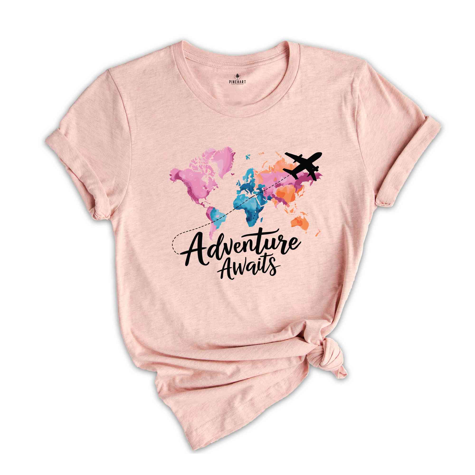 Adventure Awaits T-Shirt, Travel Gift, Vacation Shirt, World Map Shirt, Airplane Mode Shirt, Gifts For Traveler