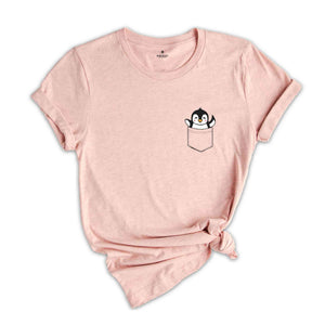 Penguin Shirt, Animal Lover Shirt, Pocket Penguin Shirt, Penguin Lover Gift, Cute Penguin In Pocket Shirt