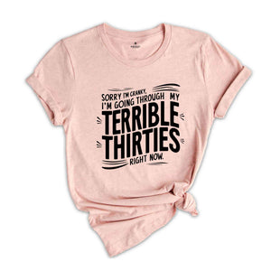 Terrible 30's Shirt, Sorry I'm Cranky I'm In My Terrible 30's Birthday Shirt, Funny Thirties Shirt, Thirties Birthday Gift