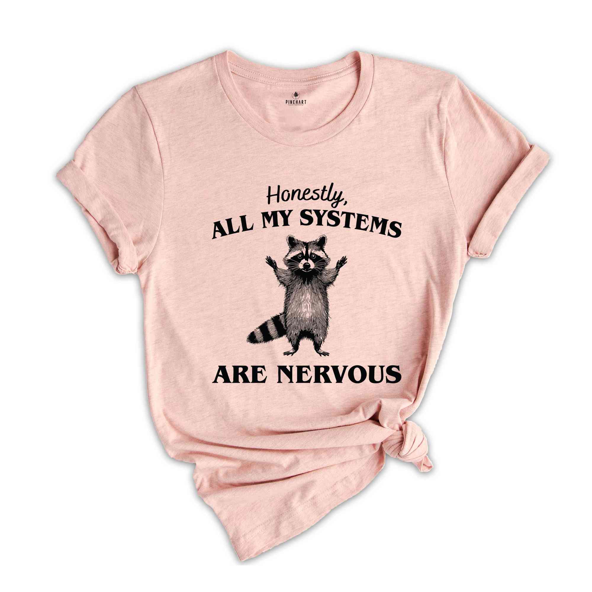 Honestly All My Systems Are Nervous Shirt, Retro 90s Raccoon Shirt, Vintage T-Shirt, Funny Raccoon Tee