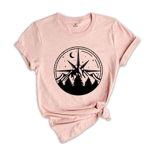 Compass Shirt, Mountain Shirt, Hiking Shirt, Outdoor Shirt, Camper Gift, Nature Lover Gift, Traveler Shirt, Nature Lover Shirt, Camping Tee