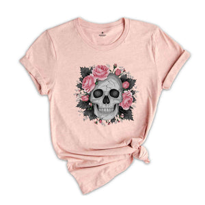 Skeleton shirt, Flowers shirt, Vintage Mom Shirt, Halloween shirt, Halloween Funny Shirt, Spooky Shirt, Pink Roses Shirt, Ghost Shirt