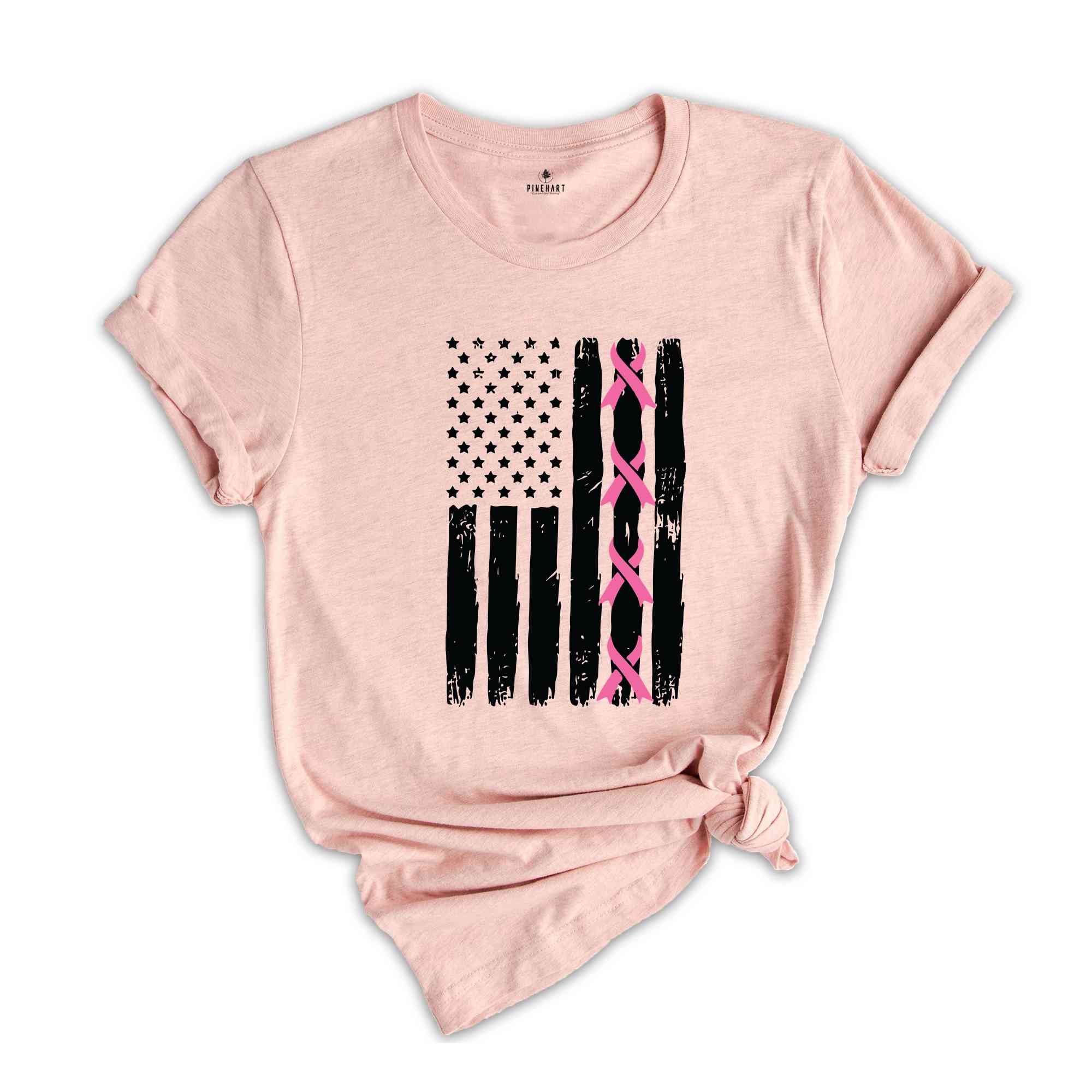 Breast Cancer T-Shirt, US Flag Shirt, Cancer Awareness T-Shirt, Breast Cancer Warrior Gifts, Cancer Survivor Shirts