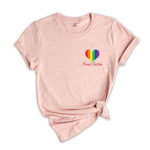 Custom Pride Flag Heart Shirt, Personalized Proud Shirt, LGBTQ Pride Shirt, Pide Month Shirt, Rainbow Flag Tee