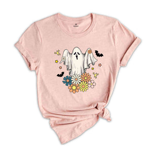 Retro Floral Ghost Halloween Shirt, Spooky Season Shirt, Halloween Party Shirt, Pumpkin Tee, Halloween Gifts