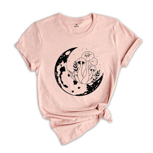 Mushroom Shirt, Witchy Mushroom Shirt, Mystical Mushroom T-shirt, Moon Phase Shirt, Moon with Magic Mushroom Shirt, Mushroom Tee Gift