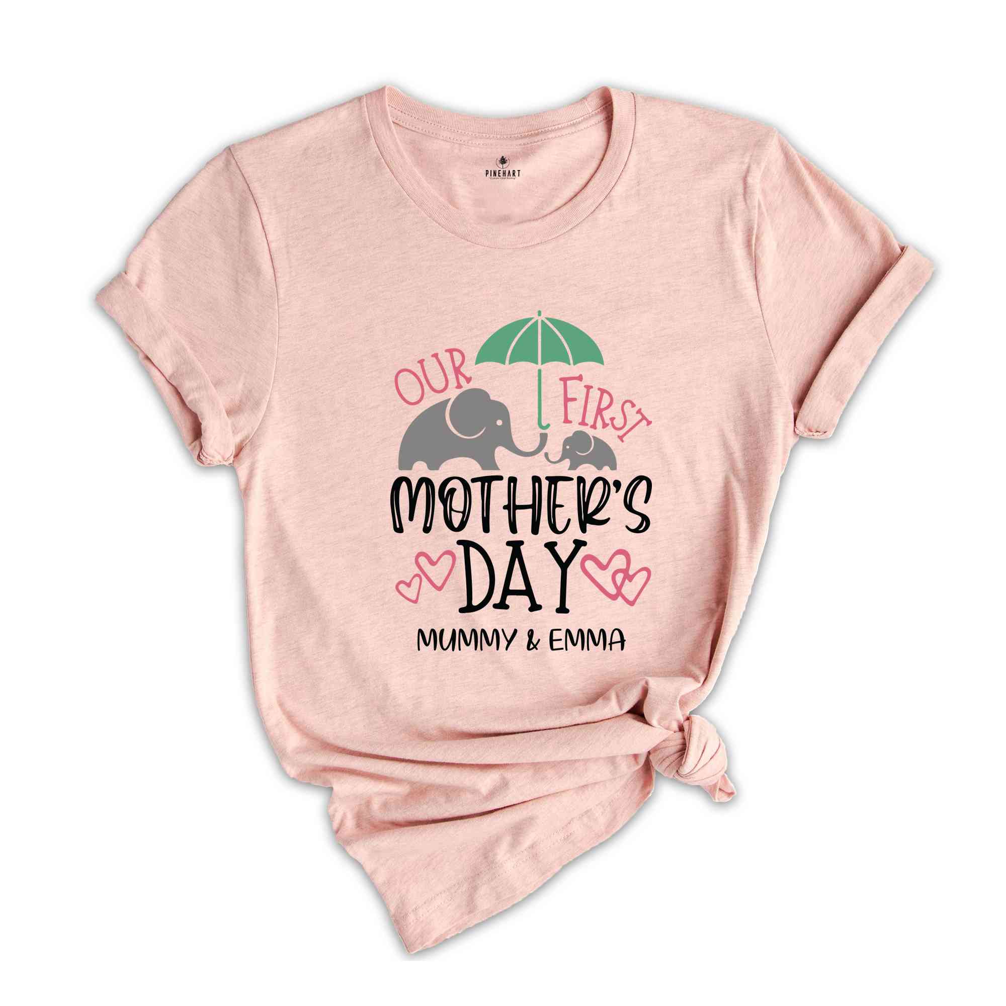 Custom Matching Our First Mother's Day T-Shirt, Cute Mummy And Baby Personalized Shirt, Mother's Day T-Shirt