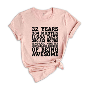 32 Years Definition T-Shirt, 32nd Birthday Shirt, Thirty Two Years Old Tee, 32nd Birthday Sweatshirt, Turning 32 Gift, Born In 1992 Shirt