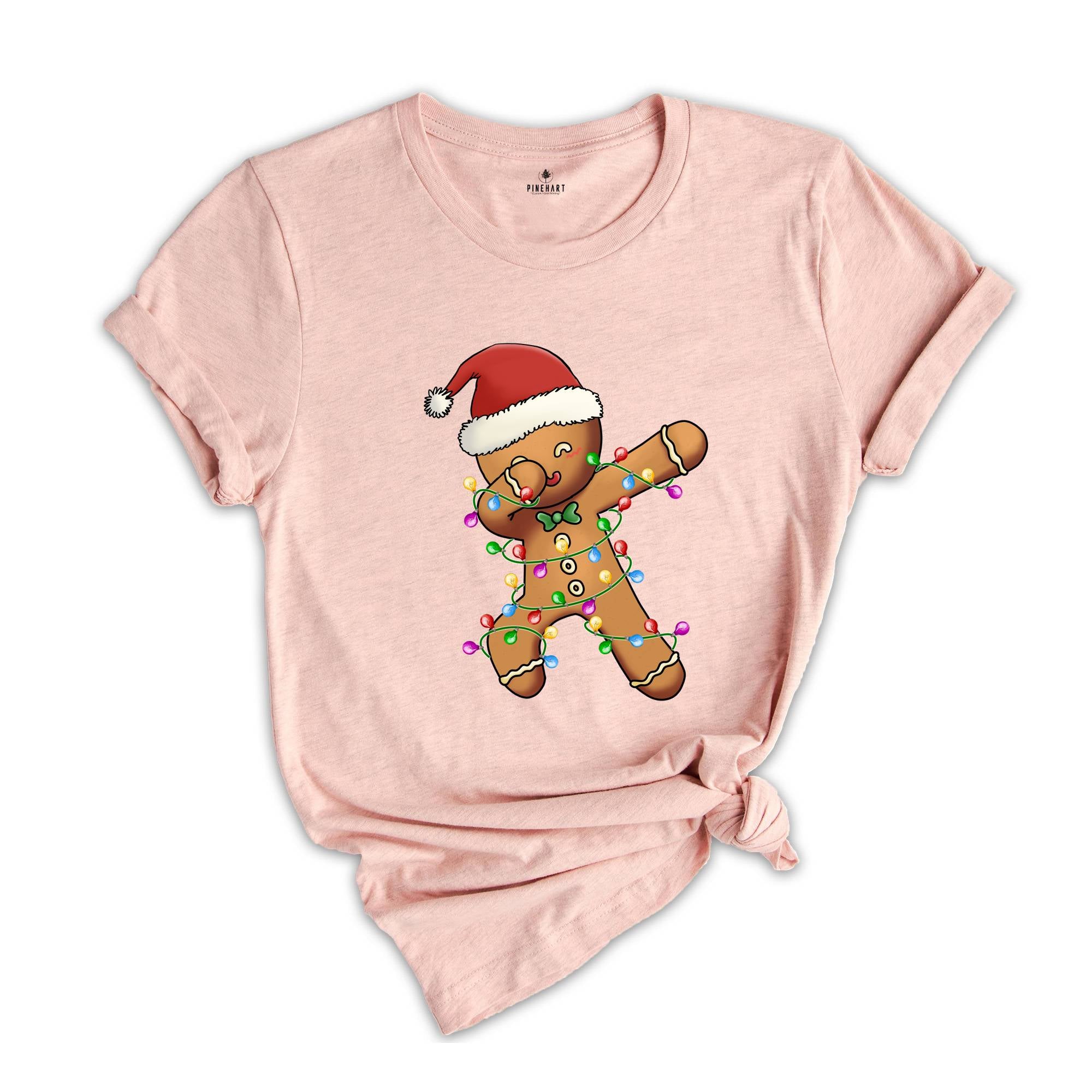 Christmas Gingerbread Dabbing Shirt, Christmas Cookie Shirt, Christmas Light Gingerbread Shirt, Christmas Gift, New Year Tee