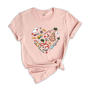 Heart Nurse Christmas Shirt, Nurse Shirt, Christmas Shirt, Christmas Nurse Shirt, Love Christmas Shirt, Heart Nurse Shirt, Cute Nurse Shirt