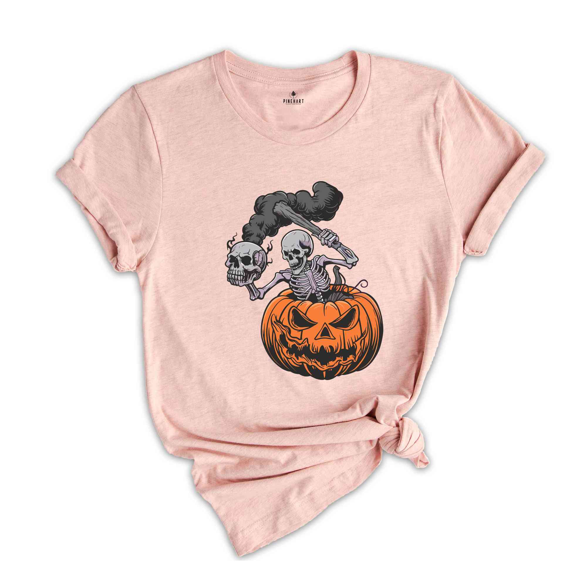 Skeleton Pumpkin Halloween Shirt, Skeleton Skull Smoke Shirt, Ghost Shirt, Spooky Season, Skull Lover Shirt, Halloween Party Shirt