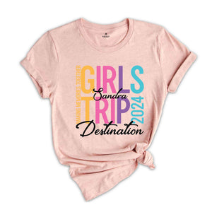 Custom Girls Trip 2024 Shirt, Personalized Girl Vacation Shirt, Weekend Matching Shirts, Beach Shirt, Summer Shirt, Vacay Mode Shirt