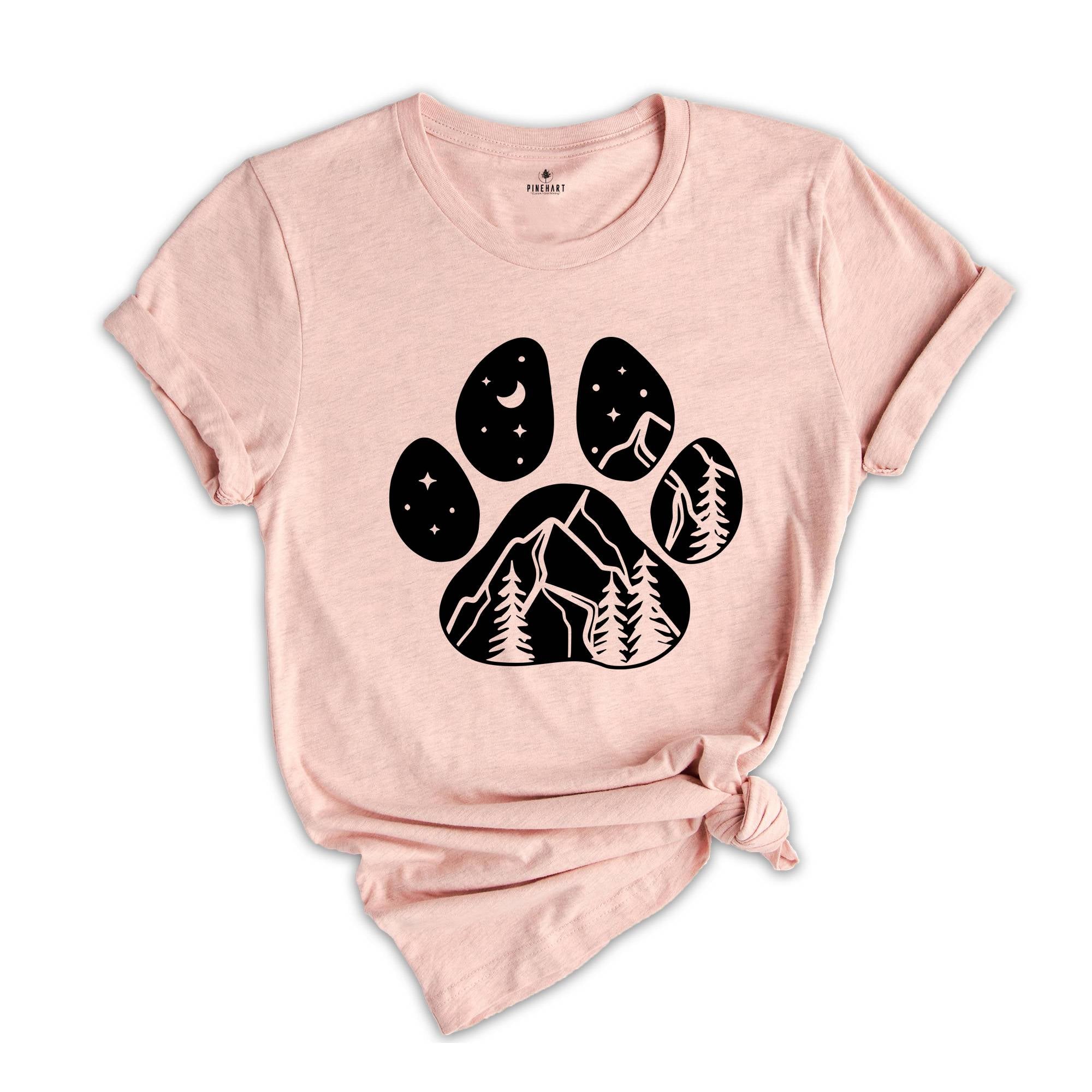 Paws Mountain Shirt, Simple Mountain Tee, Hiking Tee, Aesthetics T-Shirt, Dog and Natural Lover, Dog Mom Gift