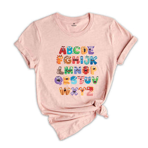 Monsters Alphabet Shirt, Colorful Alphabet Shirt, Teaching Shirt, Teacher Shirt, Field Trip Shirt, Teachers Matching Shirt, Alphabet Shirt