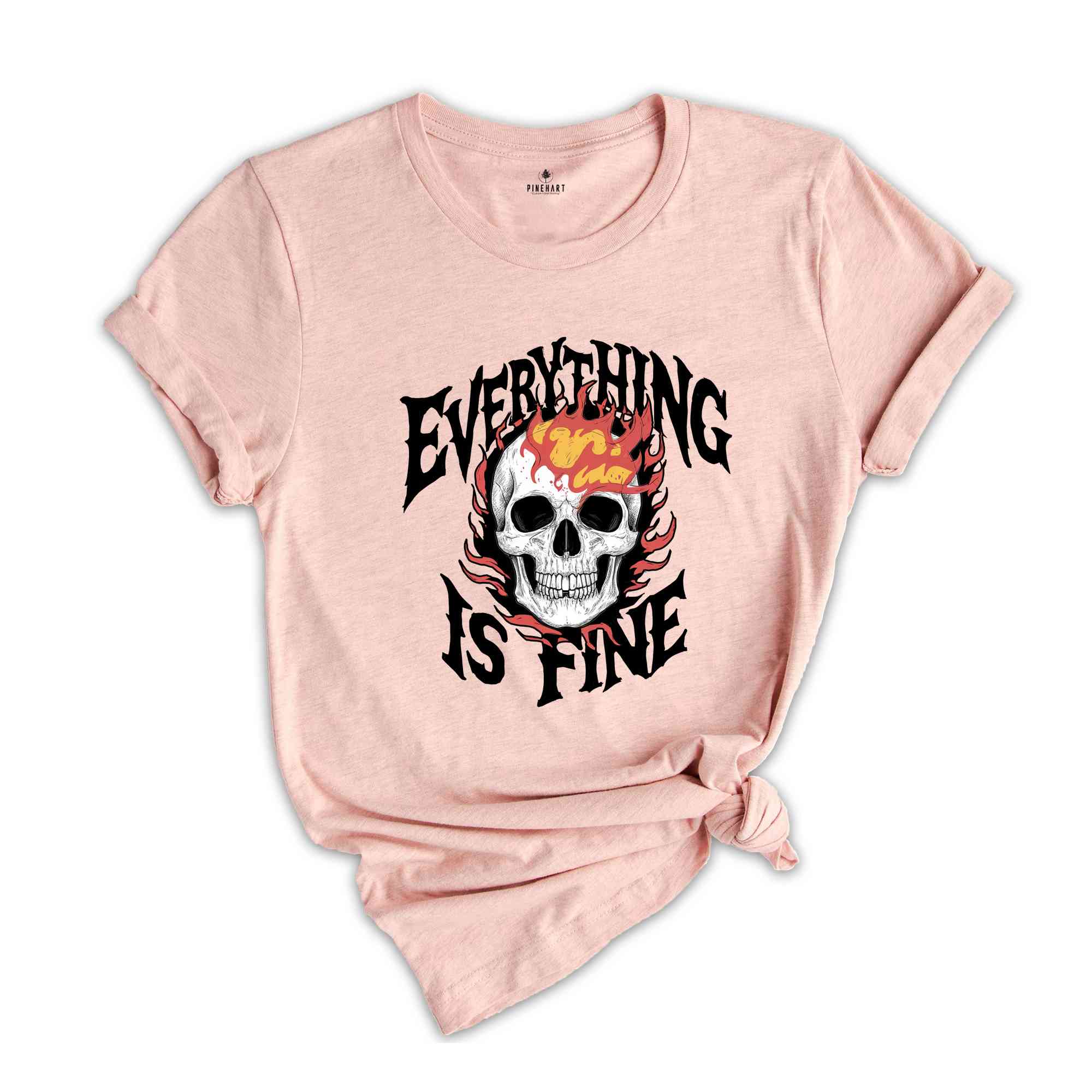 Everything Is Fine Shirt, Fire Skull TShirt, Vintage Skull Shirt, Skull Flame Shirt, Skull Shirt, Skeleton Shirt