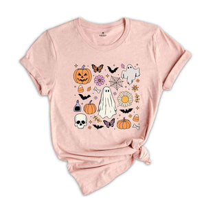 Cute Halloween Theme T-Shirt, Halloween Shirt, Cute Halloween Gifts, Fall Shirt, Spooky Season Tee, Ghost Halloween Shirt