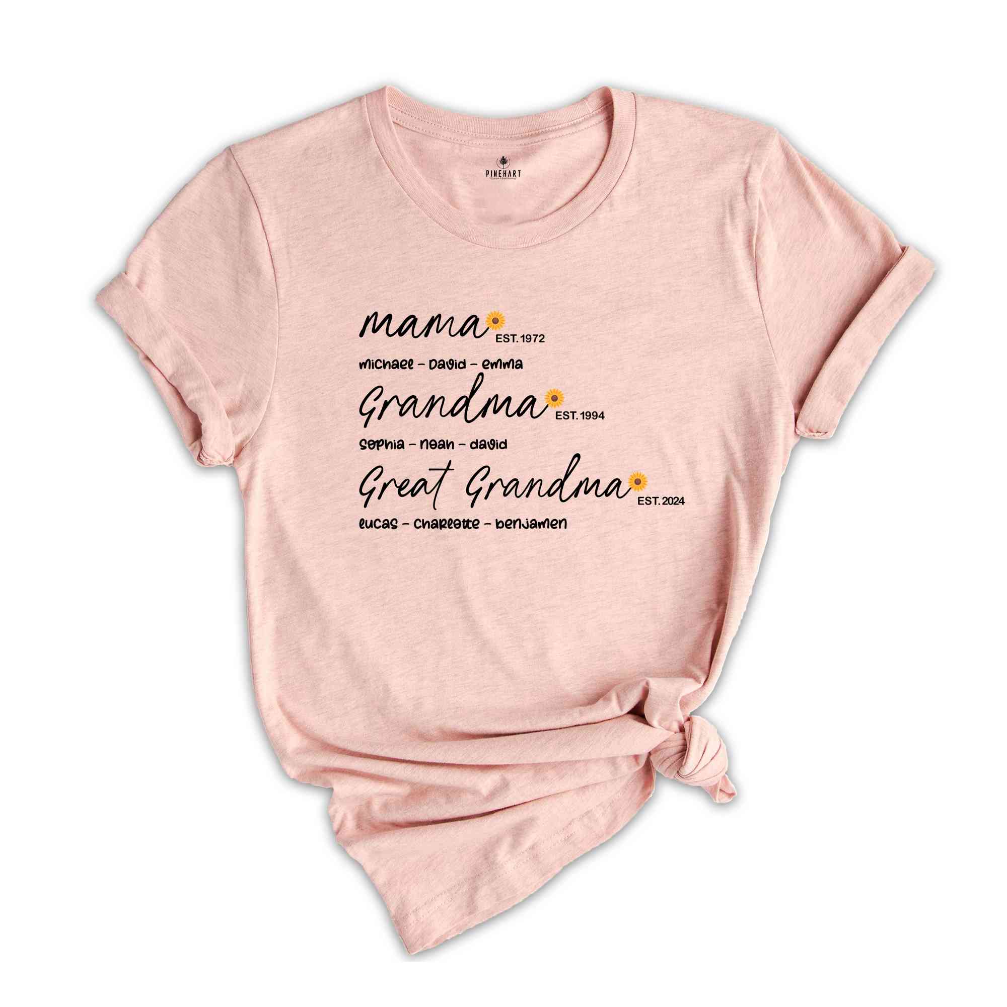 Custom Family Shirt, Mom Grandma Great-Grandma Shirt, Custom Grandma Shirt, Great Grandma Shirt, Mother’s Day Shirt