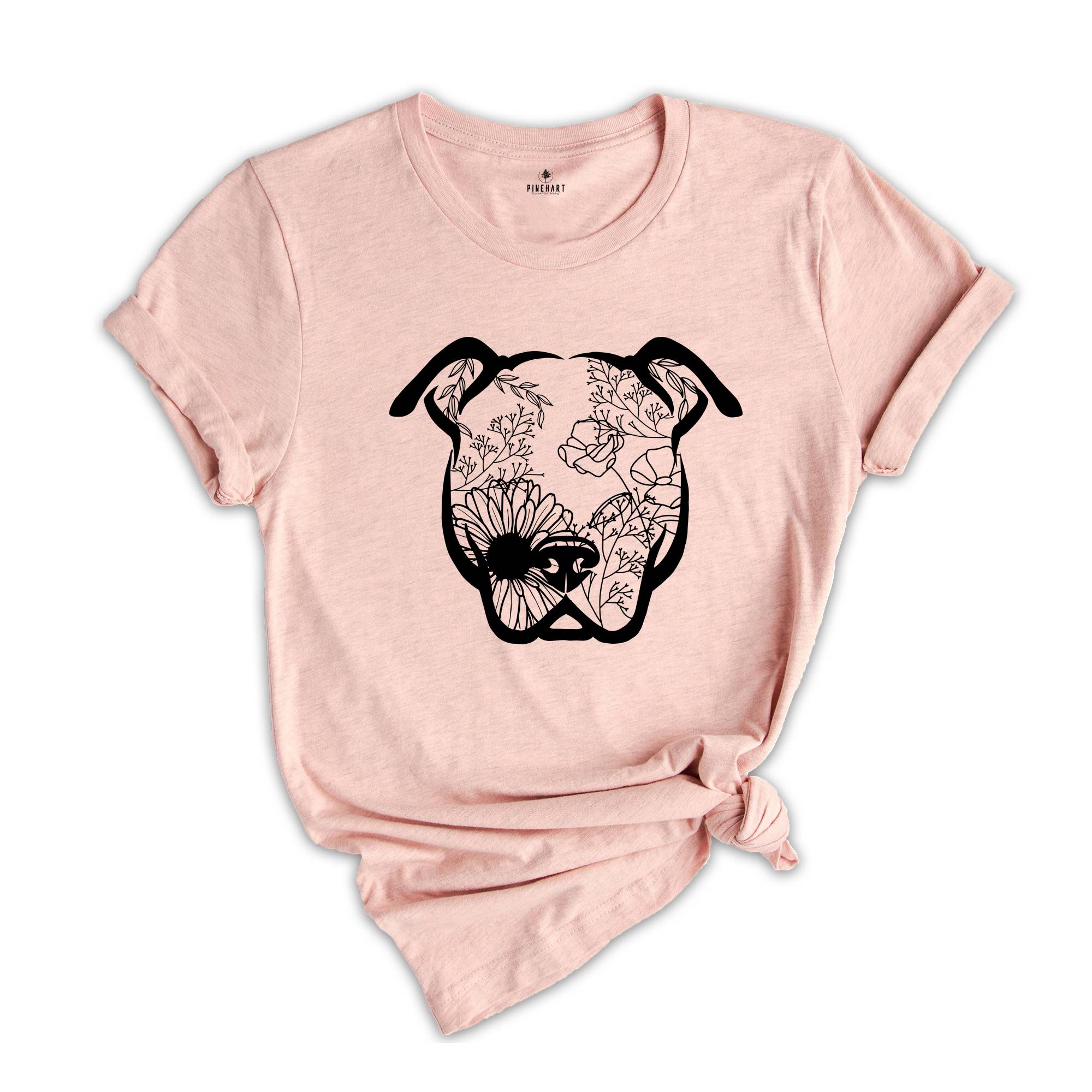 Floral Pitbull Shirt, Pitbull Mom Tee, Pitbull Mama Gift, Cute Pitbull Tee, Dog Mom Gift, Dog Shirt, Dog Lover Gift