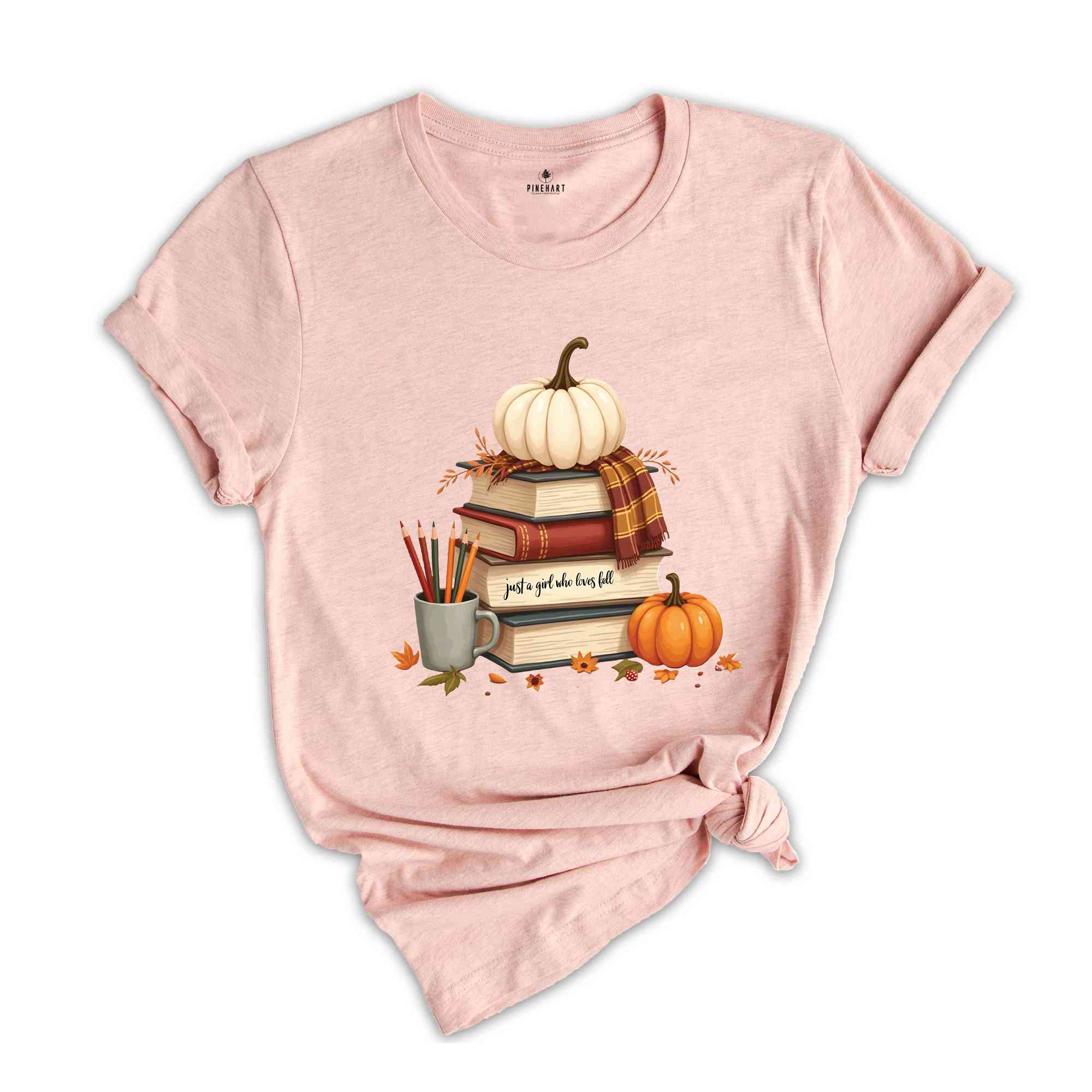 Fall Pumpkin Shirt, Thanksgiving T-Shirt, Book Lover Shirt, Autumn Tee, Pumpkin Lover Shirt, Bookish Tee, Fall Women's Tee