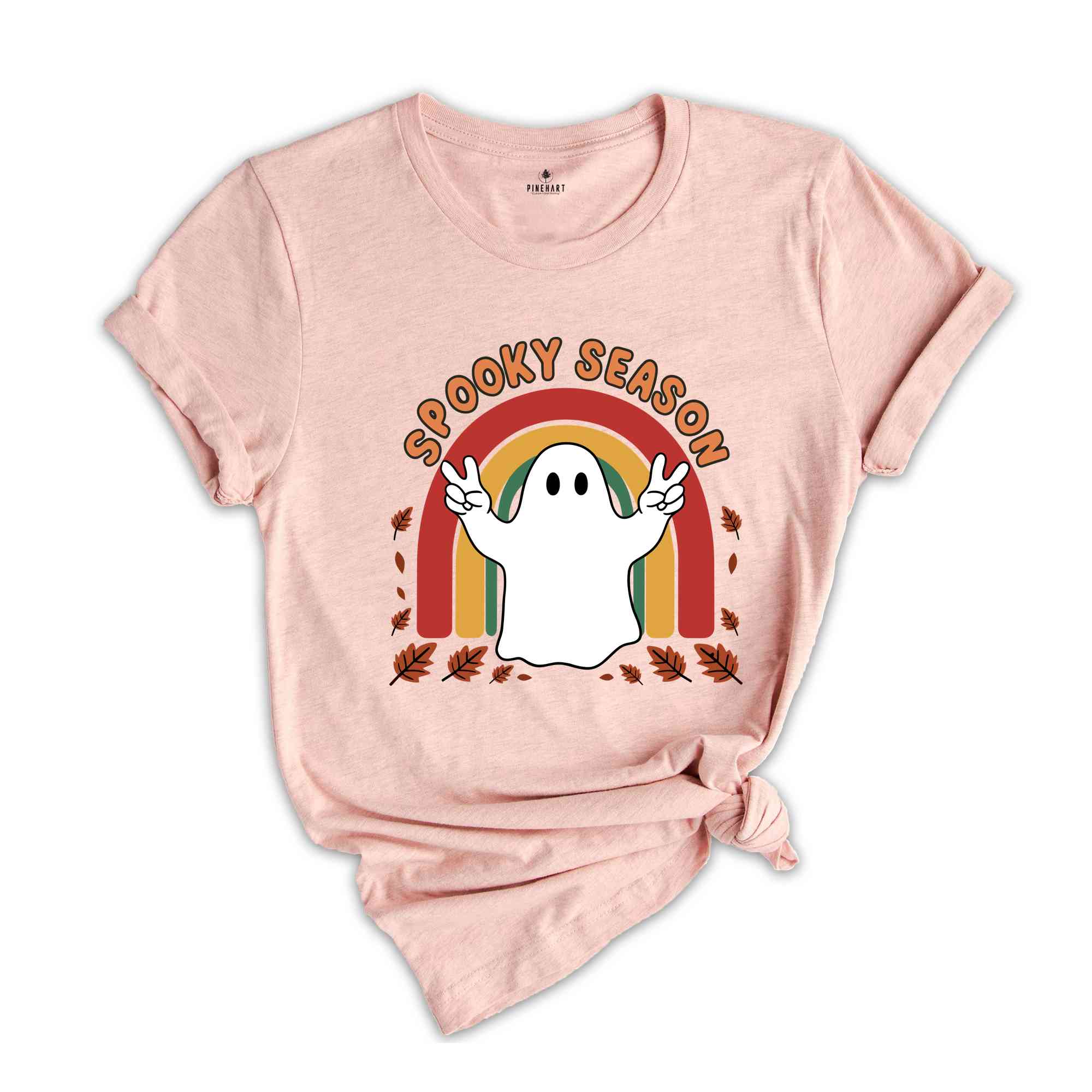 Spooky Season Shirt, Retro Halloween Shirt, Cute Ghost Shirt, Fall Rainbow Shirt, Autumn Shirt, Halloween Women's Shirt