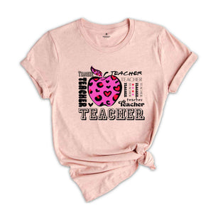 Back To School Shirt , Leopard Teacher Shirt, Teacher Appreciation Shirt, Leopard Apple Teacher Shirt, Kindergarten teacher tee