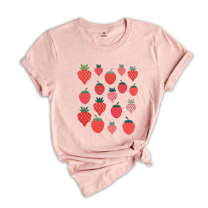 Strawberries Shirt, Strawberry Shirt, Garden Shirt, Fruits Shirt, Cute Strawberry Shirt, Botanical Shirt, Cottagecore Shirt