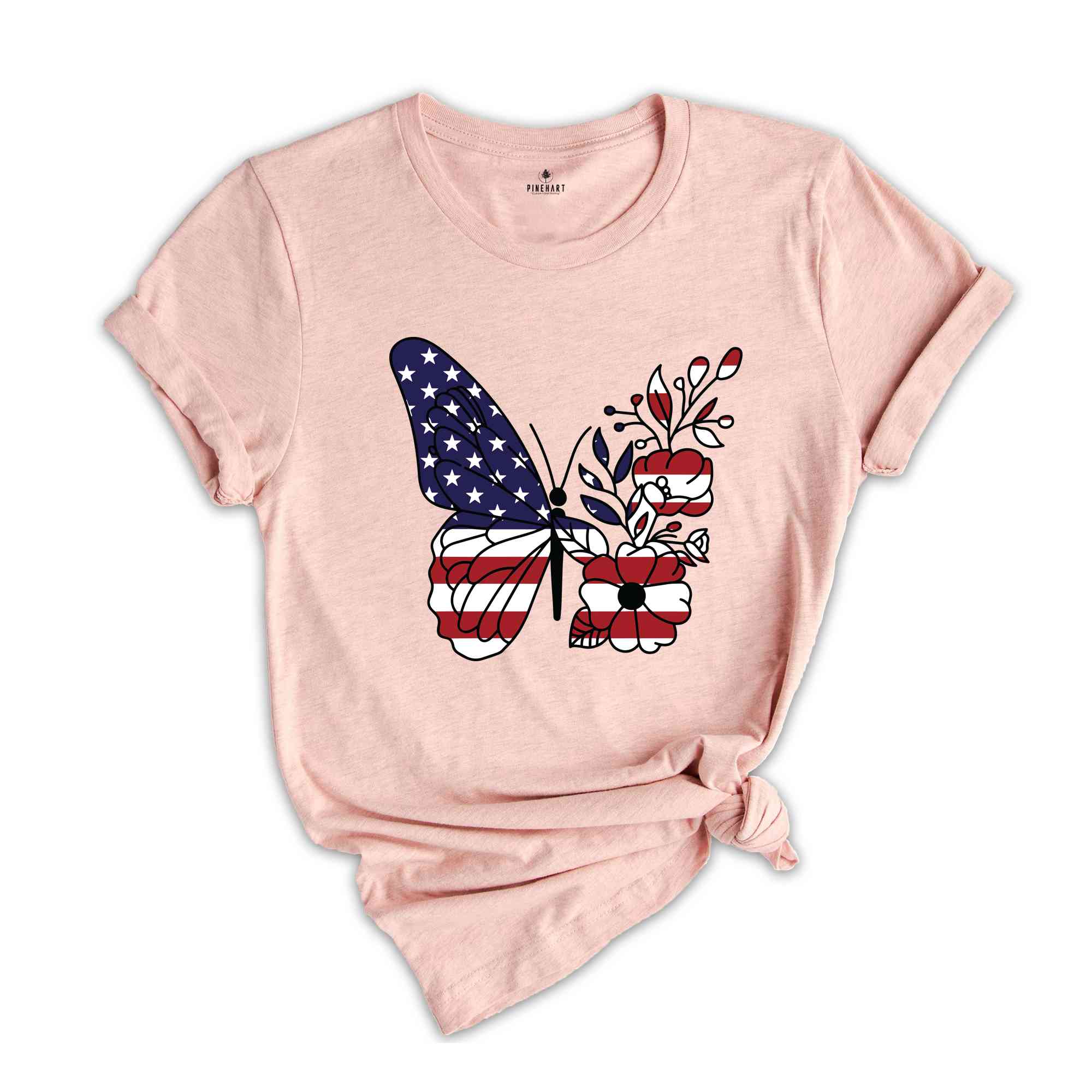 Floral Butterfly 4th of July Shirt, Floral Independence Day Shirt, American Flag Shirt, USA Flag Tee, Patriotic Butterfly Shirt