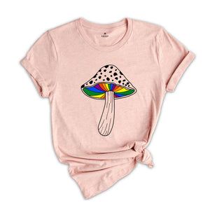 Rainbow Magic Mushroom Shirt, LGBTQ Mushroom T-shirt, Moon Phase Shirt, Gay Magic Mushroom Shirt, Lesbian Pride Tee