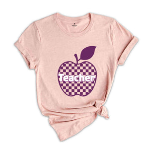 Teacher Apple Shirt, Checkered Teacher Shirt, School Teacher Shirt, Back To School Shirt, Teacher Shirt, Primary Teacher Shirt