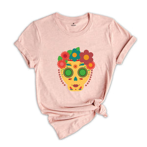 Mexican Skulls Tee, Skulls Shirt, Mexican T-Shirt, Mexican Fashion, Skull and Roses Tee, Colorful Skulls