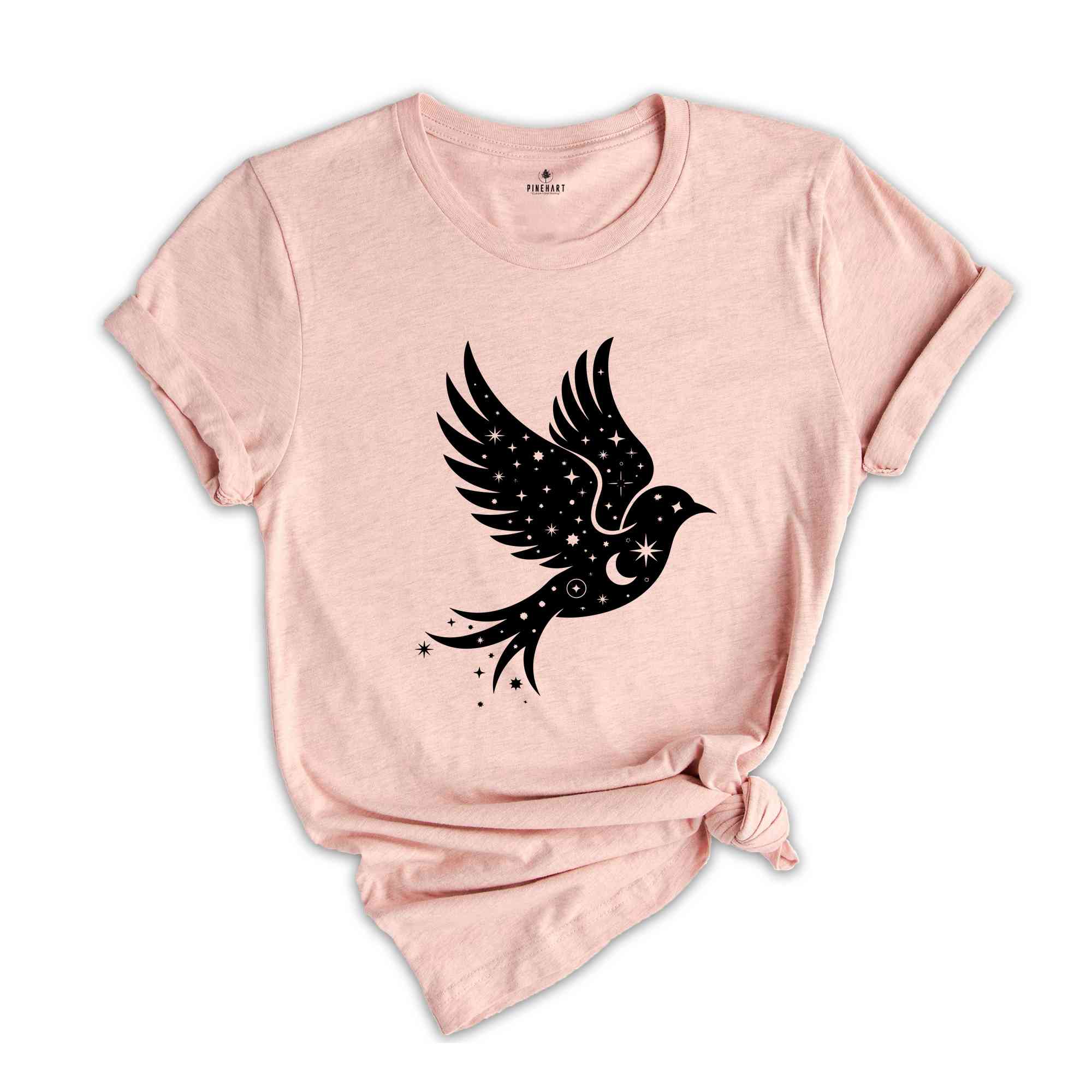 Celestial Bird Shirt, Flying Bird Shirt, Night Sky Moon Stars Shirt, Bird Lover Shirt, Cute Bird Shirt, Nature Shirt, Night Sky Shirt