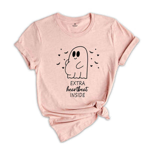 Extra Heartbeat Inside T-Shirt, Halloween Pregnancy Shirt, Funny Halloween, Halloween Shirt, Soon To Be Mom Tee, Pregnancy Reveal Party Gift