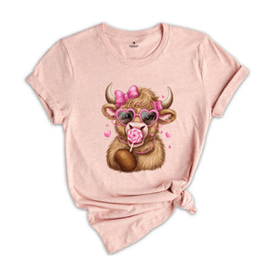 Valentine's Highland Cow Shirt, Howdy Valentine Coquette Shirt, Valentines Shirt, Valentine's Day Shirt, Bow Cow Shirt, Cow Shirt