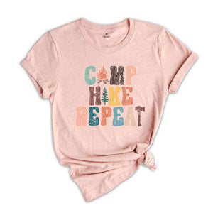 Camp Hike Repeat Shirt, Camping Shirt, Adventurer Shirt, Nature Lover Shirt, Happy Camper Shirt, Summer Camp Shirt, Traveler Shirt