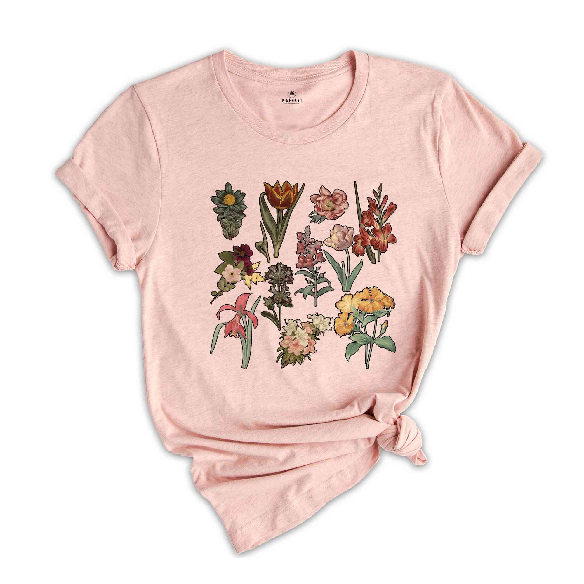 Vintage Flowers Shirt, Vintage Botanical Flowers, Cute Floral Shirt For Women, Floral Tee, Vintage Design Tee