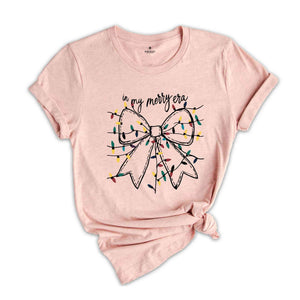 In My Merry Era Shirt, Christmas Coquette Bow Shirt, Christmas Lights Shirt, Christmas Gift, Girls Christmas Tee