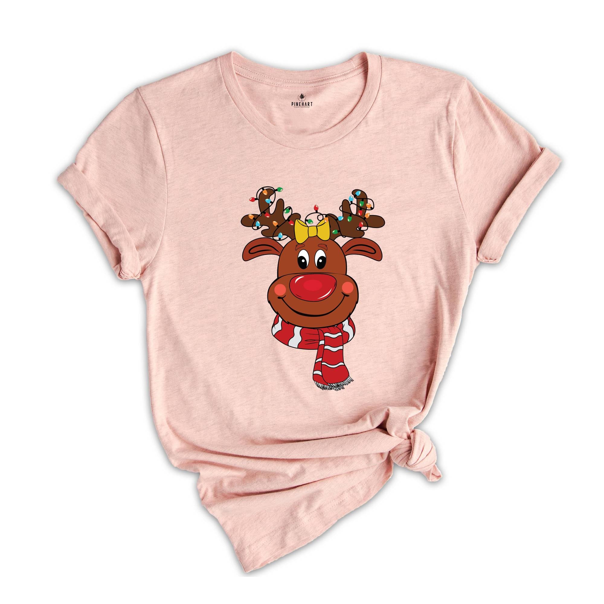 Reindeer Christmas Lights T-Shirt, Cute Christmas Lights Shirt, Reindeer Christmas Tee, Christmas Holiday Gifts