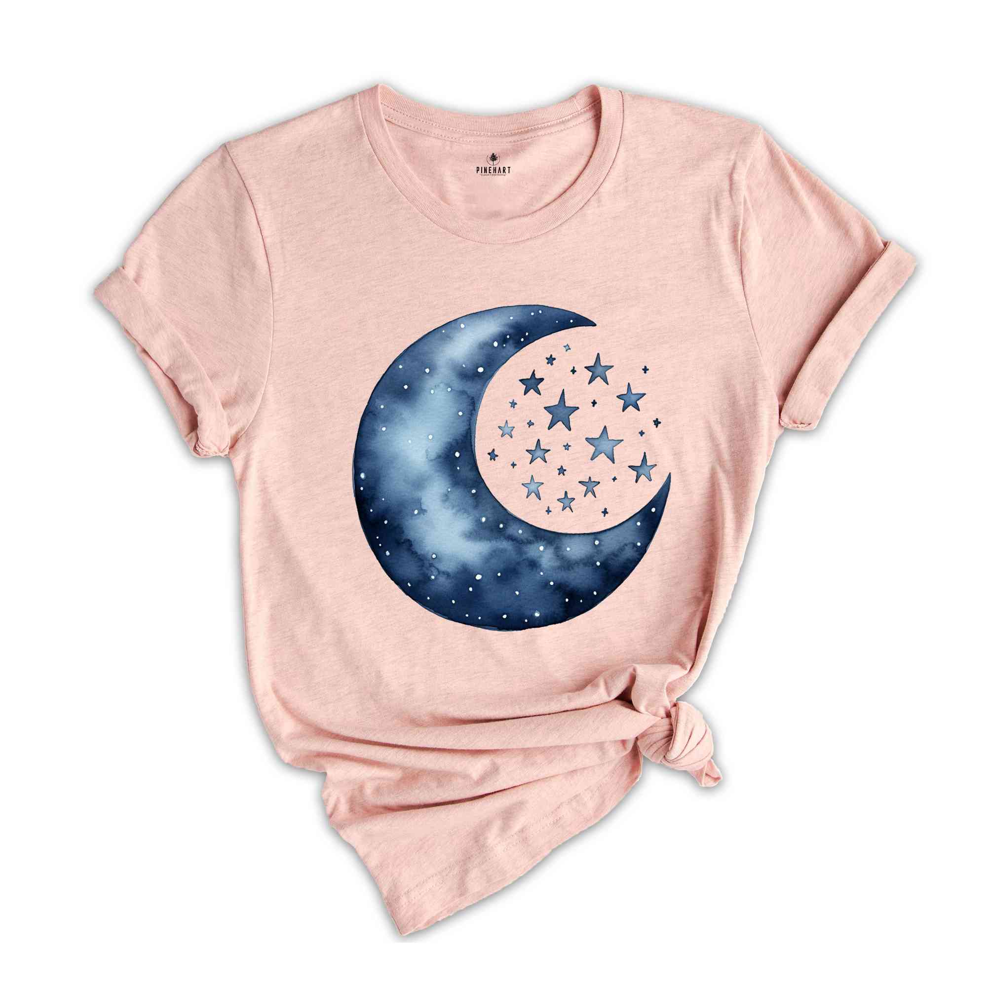 Moon and Stars Shirt, Boho Summer Shirt, Spring Break Tee, Celestial Shirt, Spiritual Shirt, Aesthetic Moon Shirt